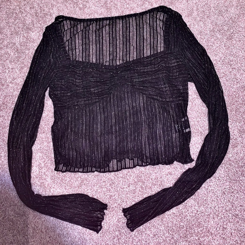 Sparkly Black Sheer Long Sleeve <3